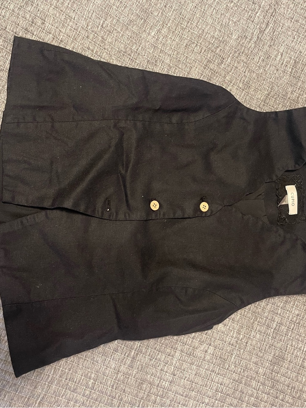 Scalloped neckline Black Button-Front Vest y2k
